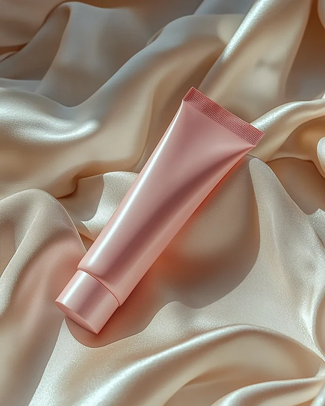 a pink cosmetic tube on silk cloth – 1 a pink cosmetic tube on silk cloth - 1