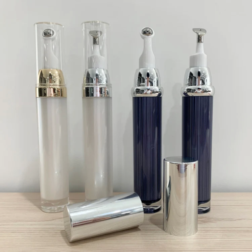 airless eye cream bottle with metal massager tip
