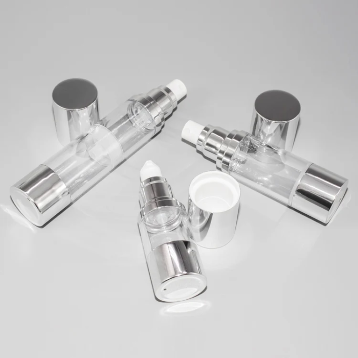 clear cylinder round aluminum airless bottles for multiple applications
