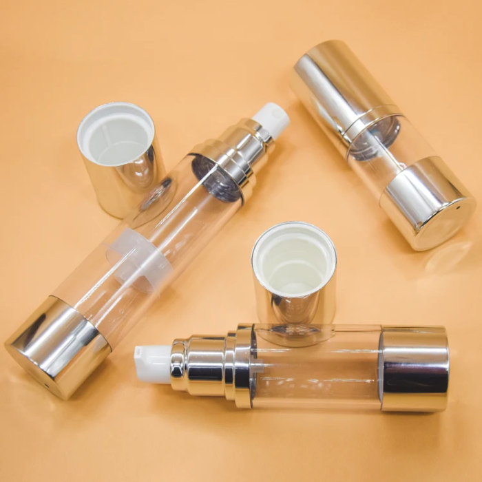 clear cylinder round aluminum airless bottles with multiple sizes