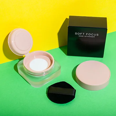 empty makeup loose powder container with puff - 1