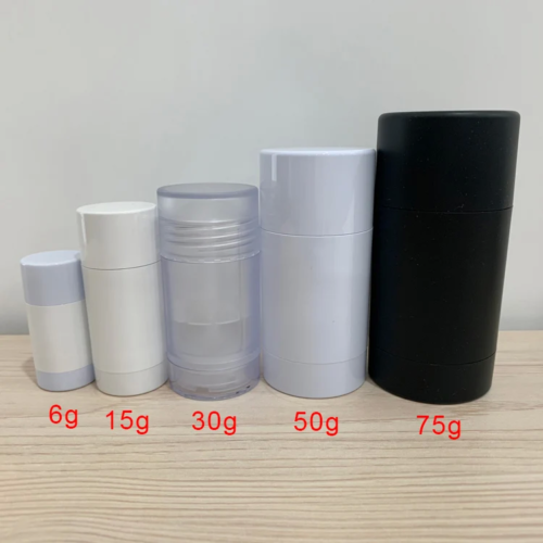 empty twist up round deodorant containers