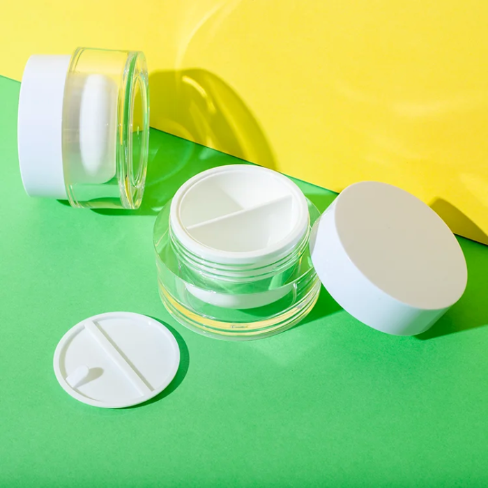 plastic dual chamber cosmetic cream jar 25ml and 25ml - 1