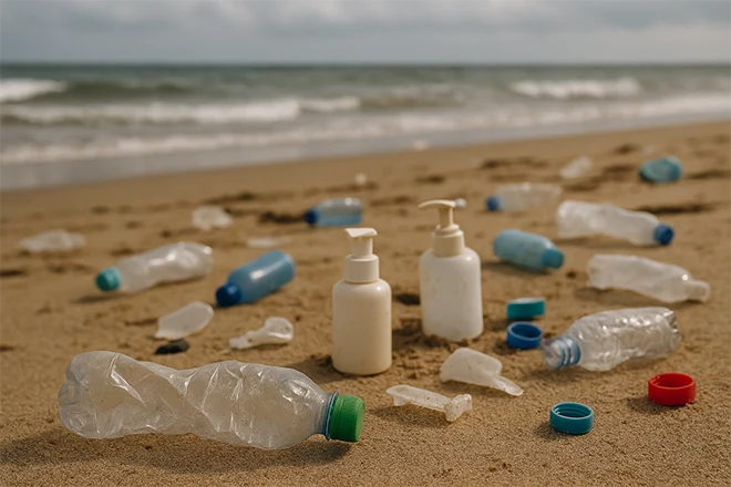 polluted plastic bottles on beach – 1 polluted plastic bottles on beach - 1
