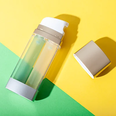 single dispensing pump head dual chamber airless bottle 15ml + 15ml